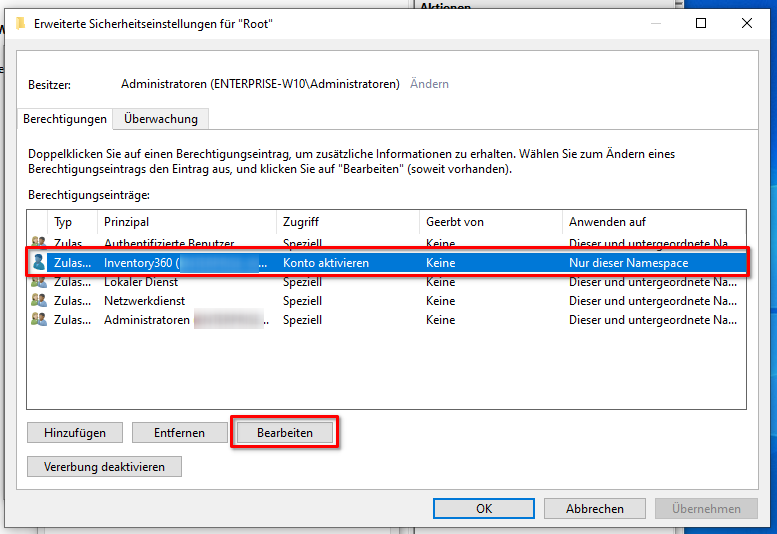 Sicherheitseinstellungen bearbeiten