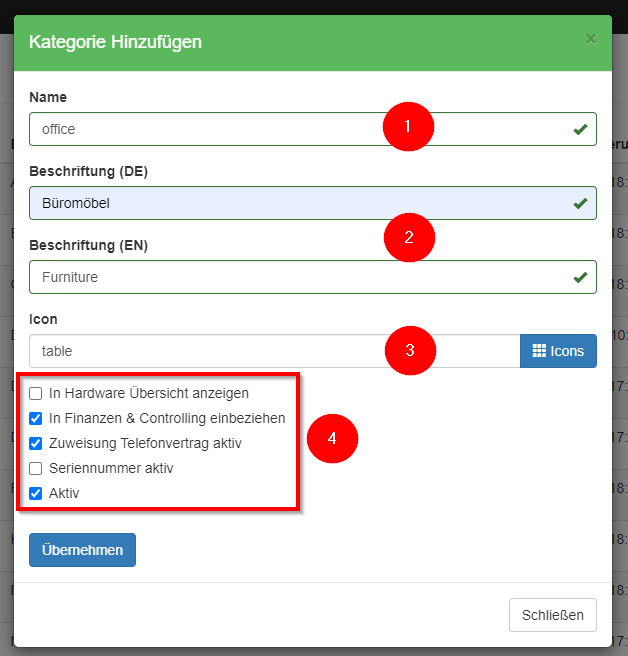 Kategorie hinzufügen