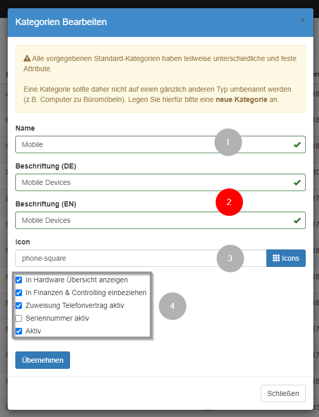 Kategorie bearbeiten