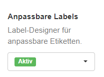 Aktive Einstellung für "Anpassbare Labels"
