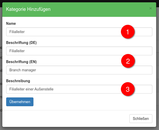 Anlegen einer Kategorie