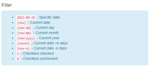 Filterbedingungen für eigene Benachrichtigung