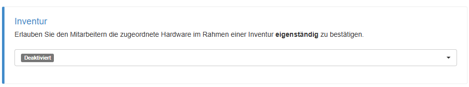 Einstellung zur Inventur im Self-Service-Portal