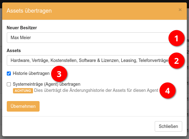 Konfiguration - Assets übertragen