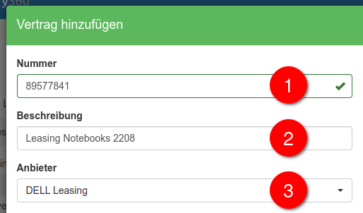 Eingabe der Vertragsdaten
