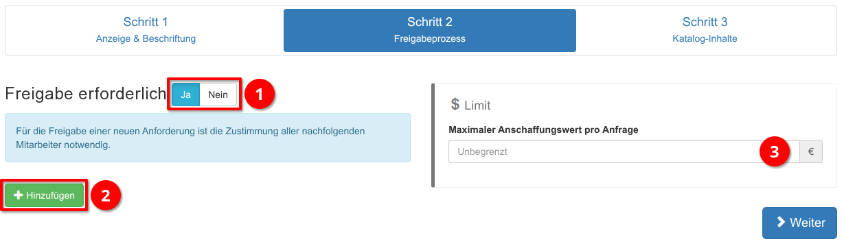 Freigabe- und Budget-Einstellungen