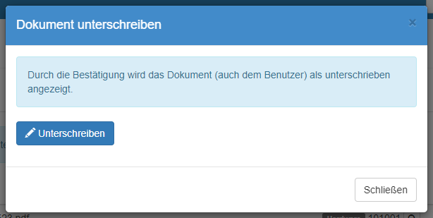 Bestätigungsdialog zum Setzen des Unterschriftsstatus