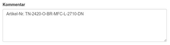 Zusätzliche Informationen im Kommentarfeld