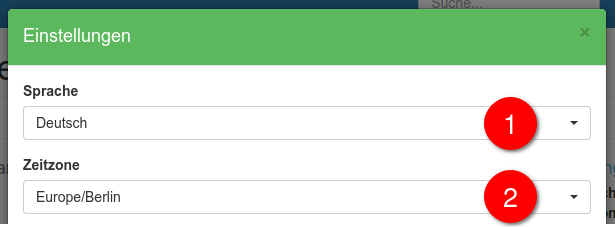 Einstellung der Sprache und Zeitzone