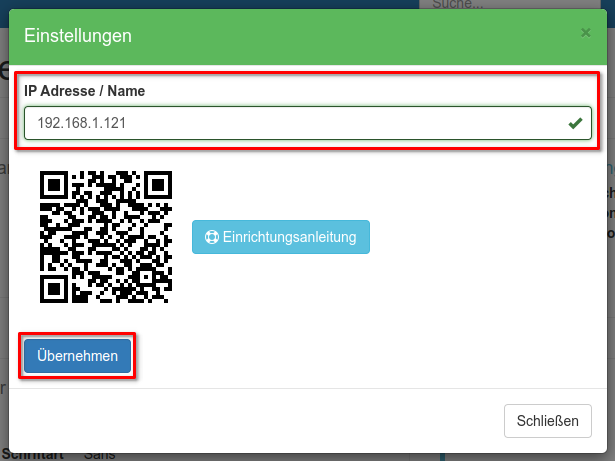 Konfiguration auf Netzwerkbox