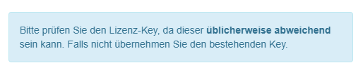 Hinweis zwecks Eindeutigkeit vom Lizenz-Key