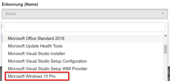 Direkte Zuweisung zu Applikationsname