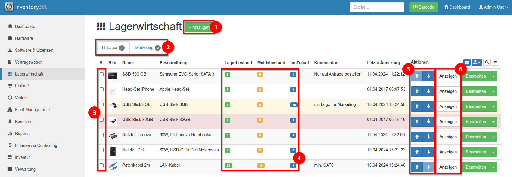 Aufbau - Lagerwirtschaft