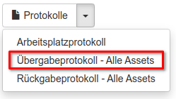 Übergabeprotokoll für alle Assets