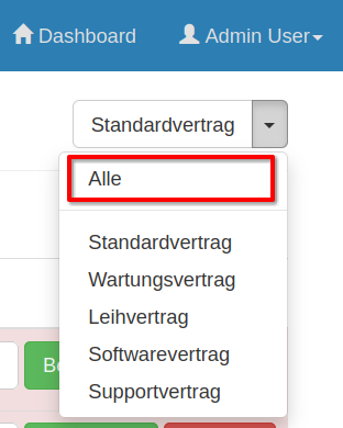 Auflistung aller allgemeinen Verträge