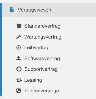 Neue Navigation für Verträge
