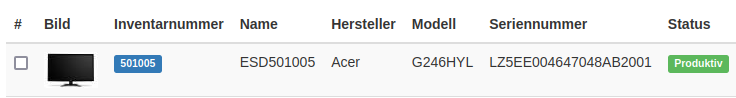 Auflistung aller Monitore