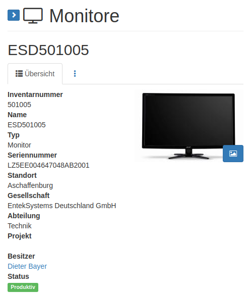 Ansicht eines erkannten Monitors