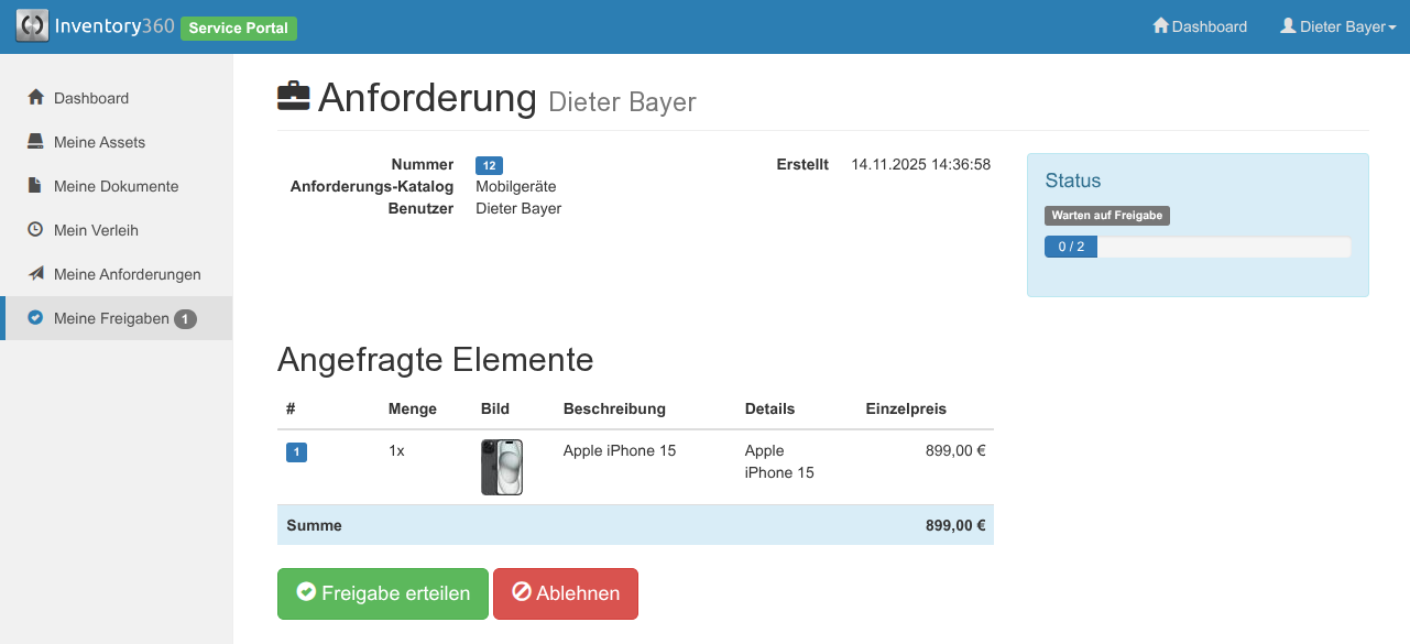 Freigabe von Anforderungen