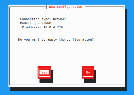 Bestätigung der Drucker-Einstellungen
