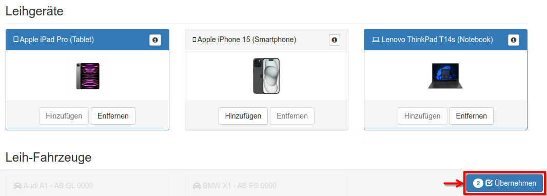 Abschließen der Auswahl