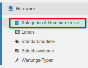 Einstellungsbereich für Hardware-Kategorien