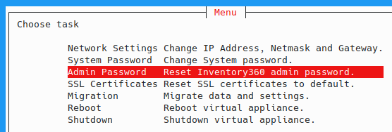 Zurücksetzen des admin-Accounts