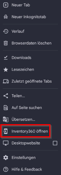 Kontext Menu nach App Installation - Chrome