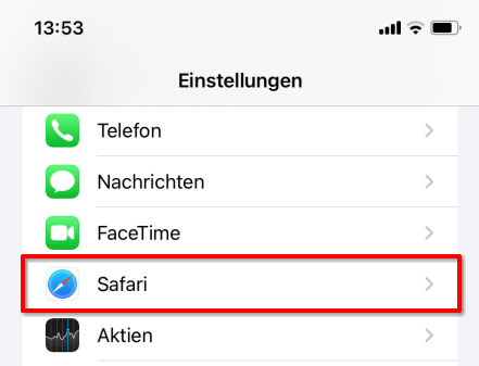 Safari Einstellungen öffnen