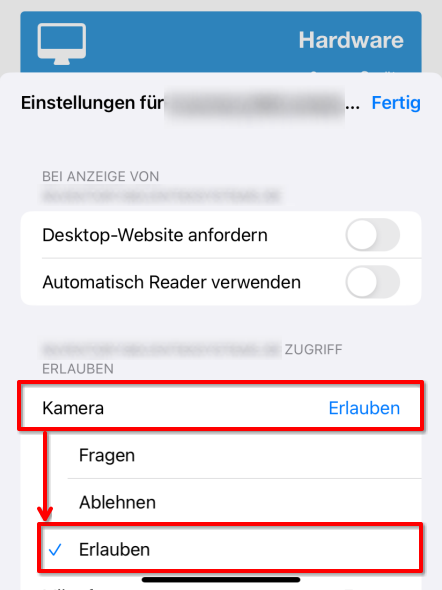 Dauerhaften Kamera-Zugriff erlauben