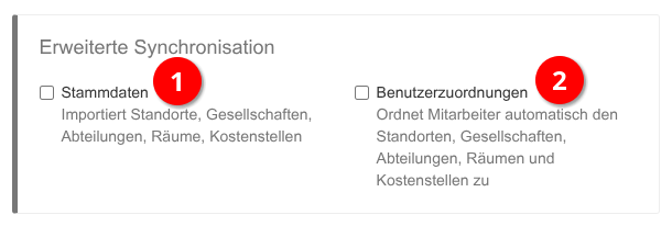 Einstellung der erweiterten Synchronisation in der Synchronisations-Quelle