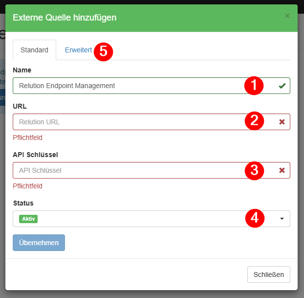 Relution als externe Quelle hinzufügen