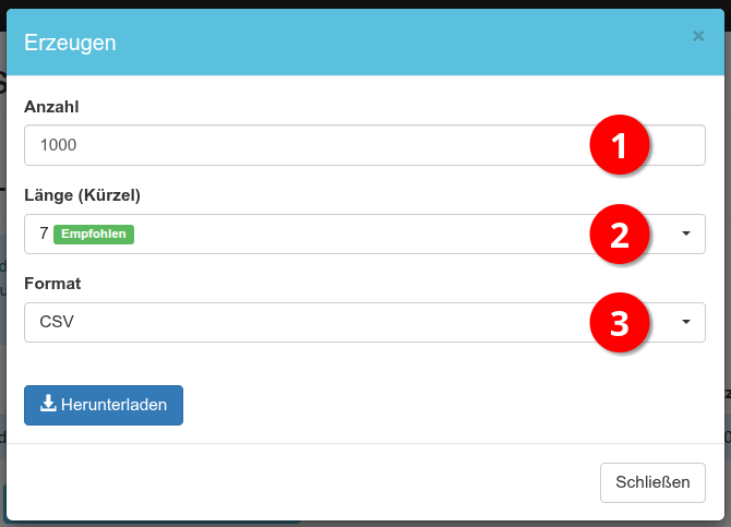 Konfiguration der Codes
