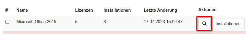 Detailansicht eines Software-Paketes aufrufen