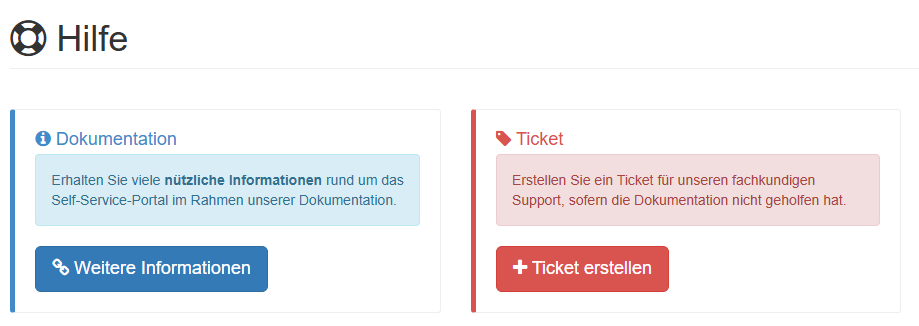 Hilfe für das Self-Service-Portal