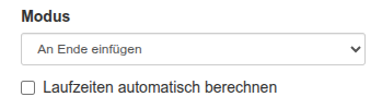 Nutzung des Modus: An Ende einfügen