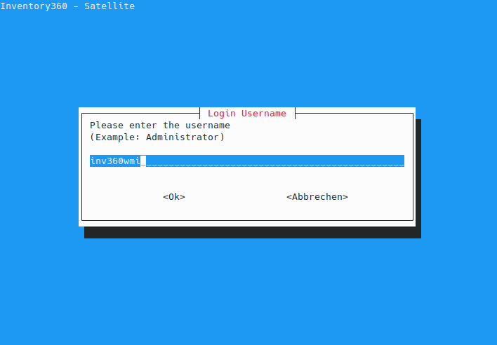 Satellit Konsole - Login Benutzername