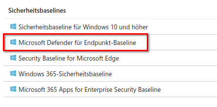 Intune - Sicherheitsbaselines