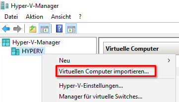 Virtuellen Computer importieren