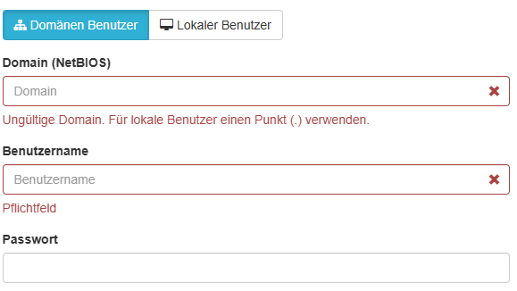 Daten für Nutzung des Domänen Benutzers