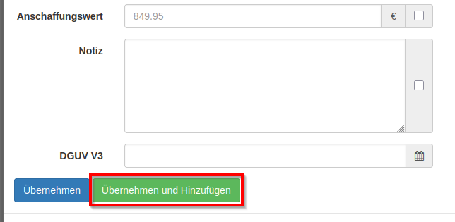 Direktes Hinzufügen im Dialog