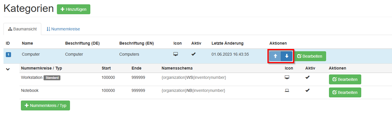 Sortierungsmöglichkeit für Hardware Kategorien