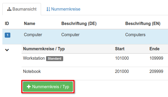 Nummernkreis einer Kategorie hinzufügen