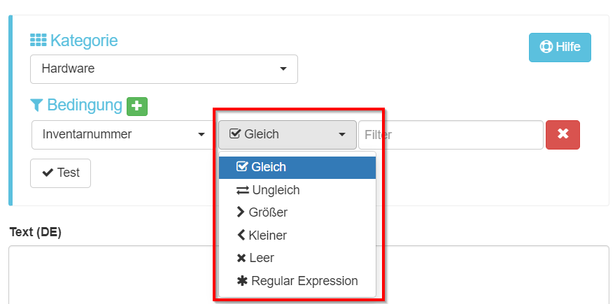 Abfragebedingungen für Filterbedingungen