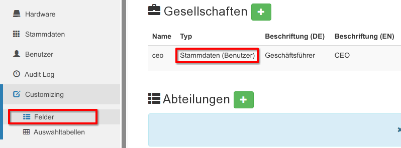 Anlage eine benutzerdefinierten Feldes für den freigebenden Benutzer