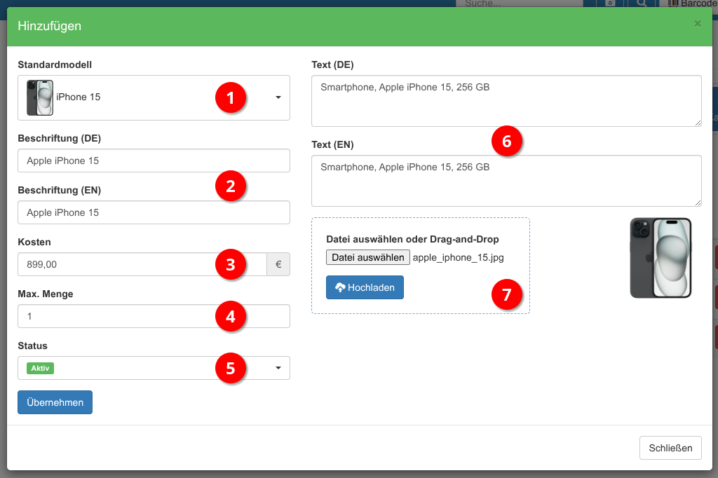 Hinzufügen eines neuen Inhalts