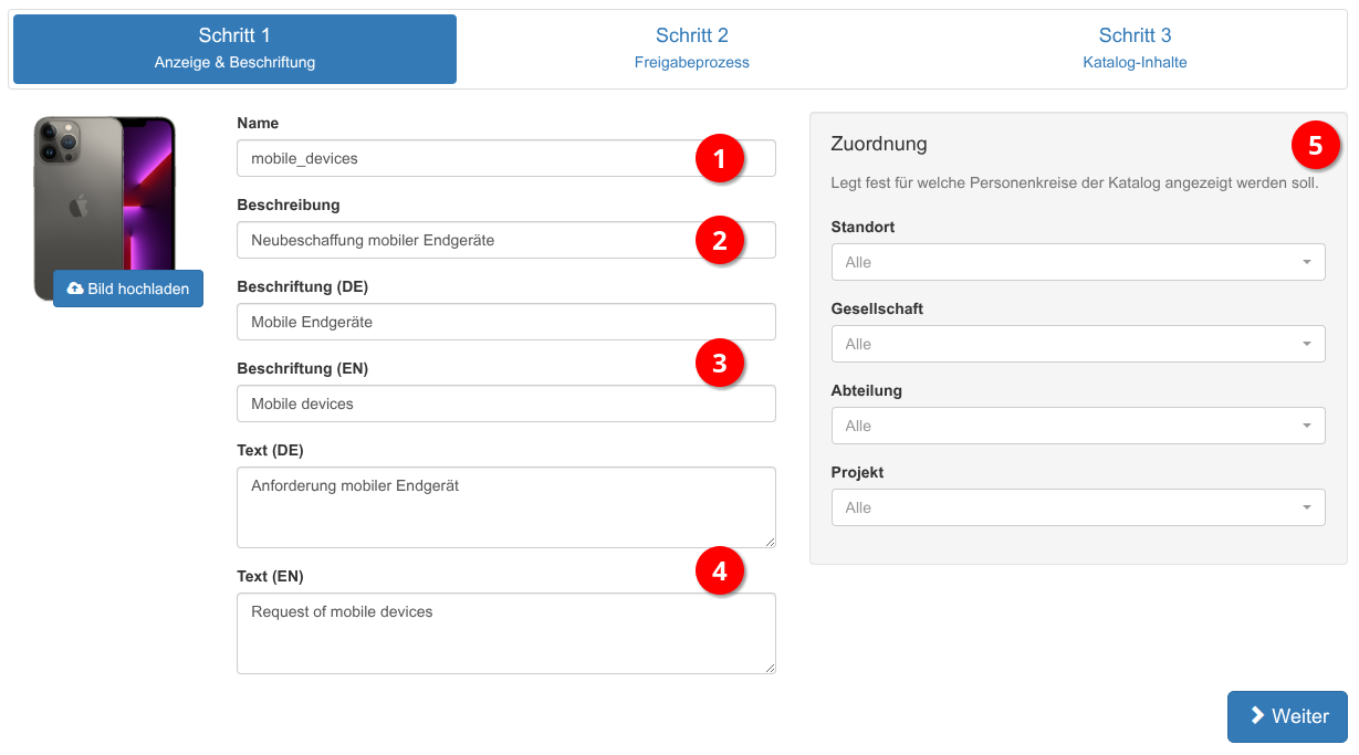 Optionen für Anzeige & Beschriftung