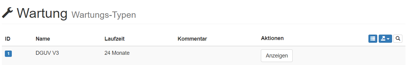 Übersicht der Wartungstypen