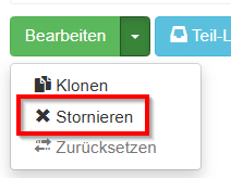 Stornierungs-Option in den Bestellungsdetails