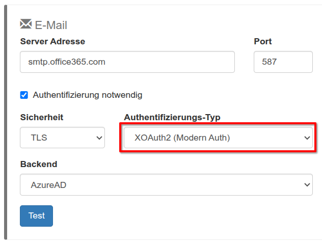 Verwendung von XOAuth2 für die Mailserver Authentifizierung
